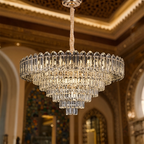 Lustre en Cristal Rond Dore
