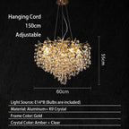 Lustre traditionnel Champagne en verre cristallin pour salon marocain