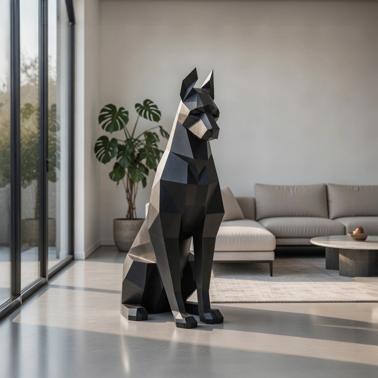 Sculpture Doberman Assis – Intérieur & Extérieur