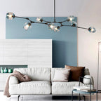 Lustre Sky ajustable en doré à 8 globes en verre