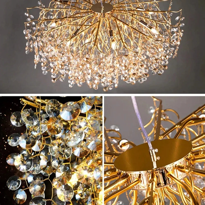 Lustre traditionnel Champagne en verre cristallin pour salon marocain