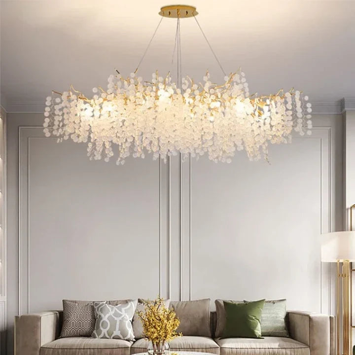 Lustre traditionnel Feuille en verre cristallin pour salon marocain