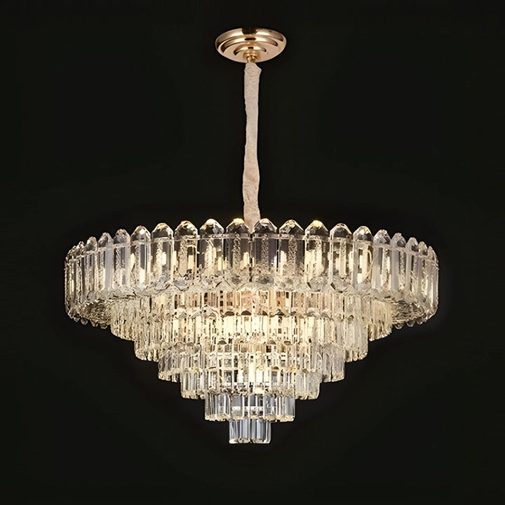 Lustre en Cristal Rond Dore