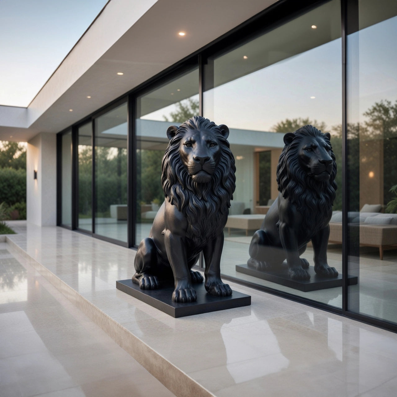 Sculpture Lion de l’Atlas Assis – Intérieur & Extérieur