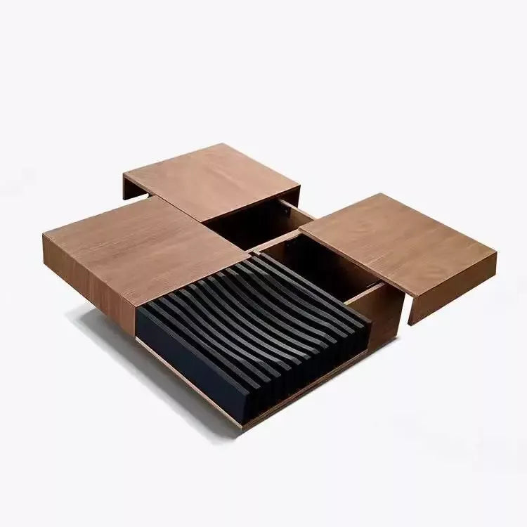 ASTANA Table basse carrée moderne avec rangement caché en bois 100 x 100 cm