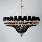 Lustre chandelier moderne noir et cristal