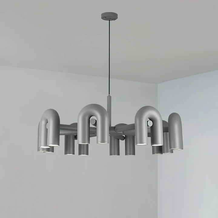 Lustre Cirkus 8 branches au design moderne architectural tubulaire