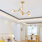 Lustre Sky ajustable en doré à 8 globes en verre