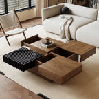 ASTANA Table basse carrée moderne avec rangement caché en bois 100 x 100 cm