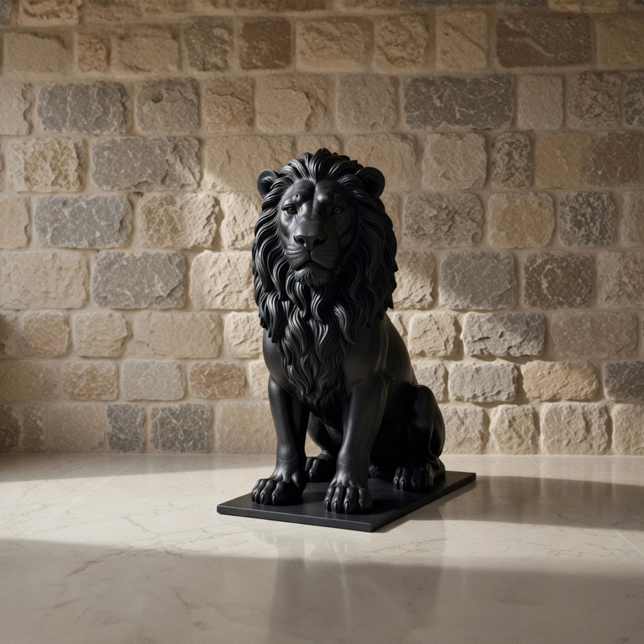 Sculpture Lion de l’Atlas Assis – Intérieur & Extérieur