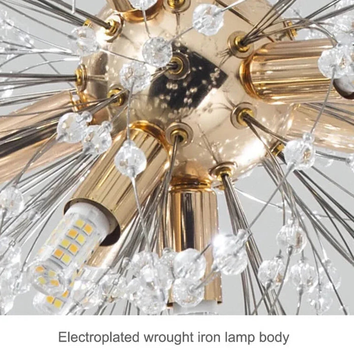 Lustre Lavande en doré à cristaux