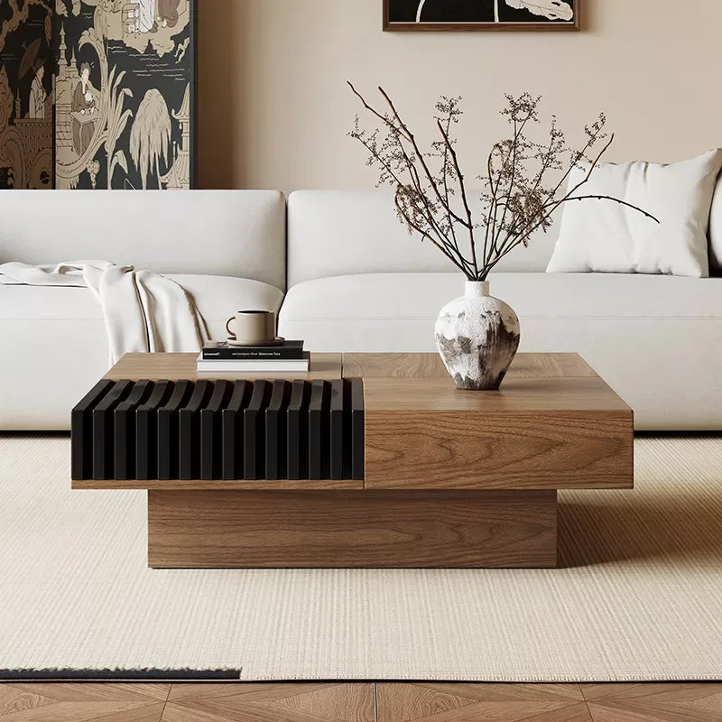 ASTANA Table basse carrée moderne avec rangement caché en bois 100 x 100 cm