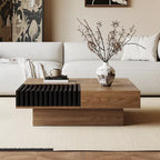 ASTANA Table basse carrée moderne avec rangement caché en bois 100 x 100 cm
