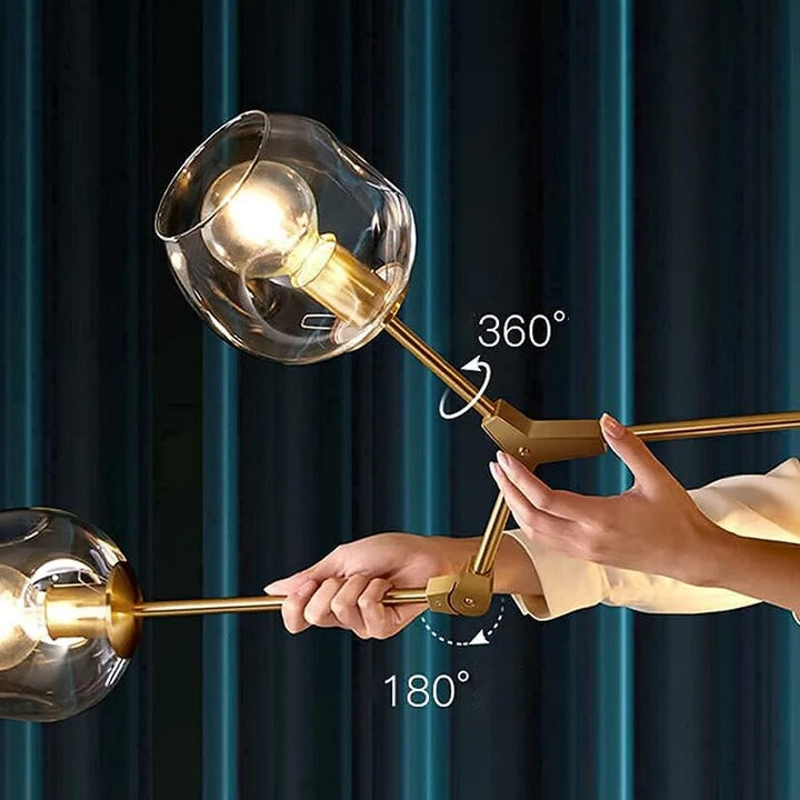 Lustre Sky ajustable en doré à 8 globes en verre