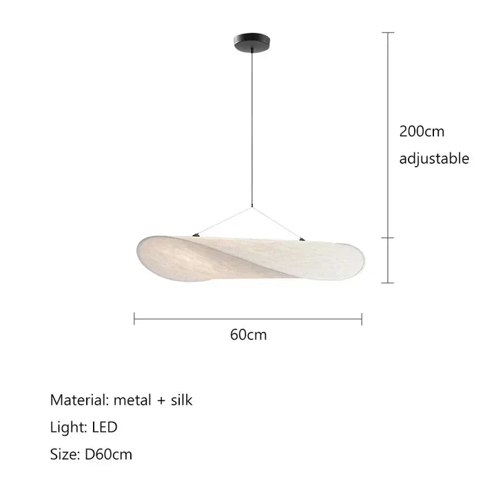 Suspension Blanc Soie Tissu Lustre Rétro