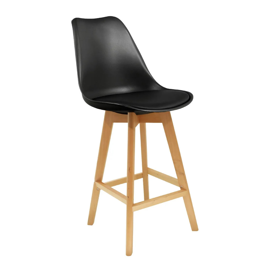 FAVELA tabouret de bar en noir et pieds en bois