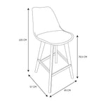 FAVELA tabouret de bar en noir et pieds en bois