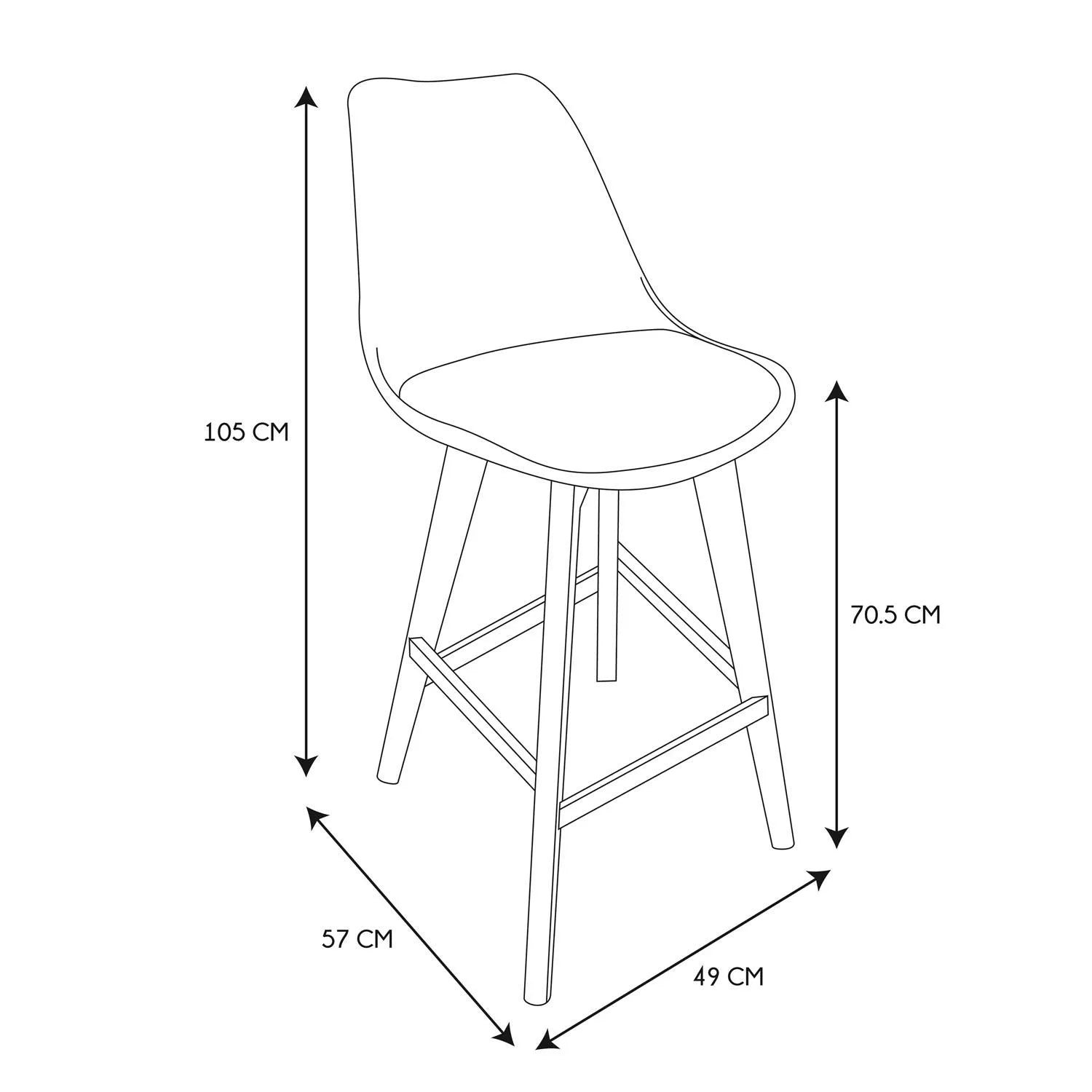 FAVELA tabouret de bar en noir et pieds en bois