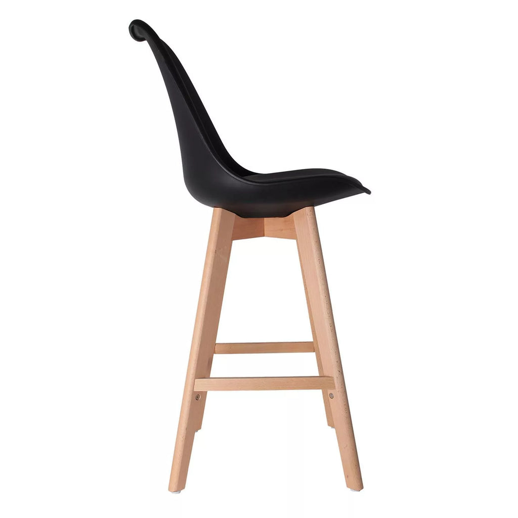 FAVELA tabouret de bar en noir et pieds en bois