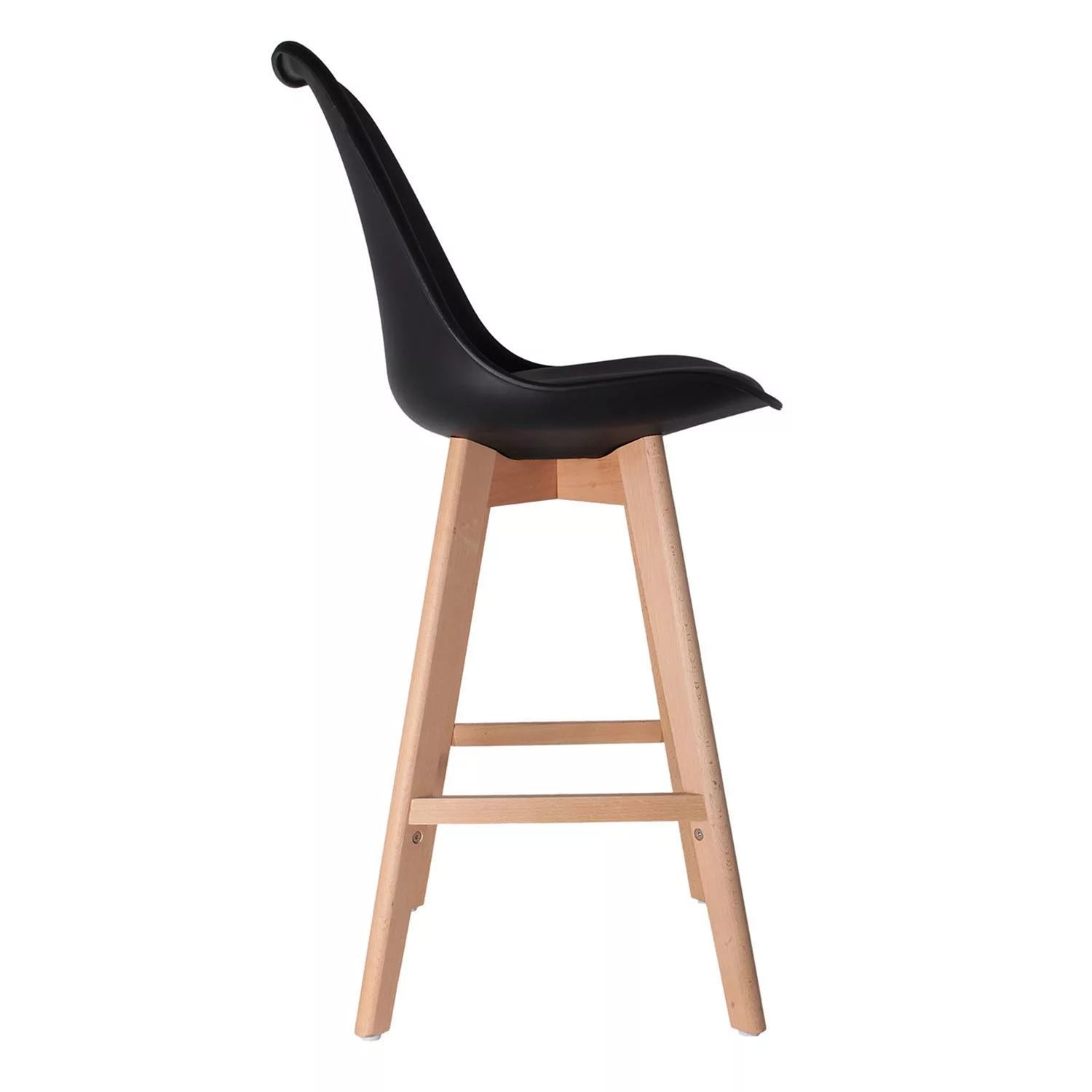 FAVELA tabouret de bar en noir et pieds en bois