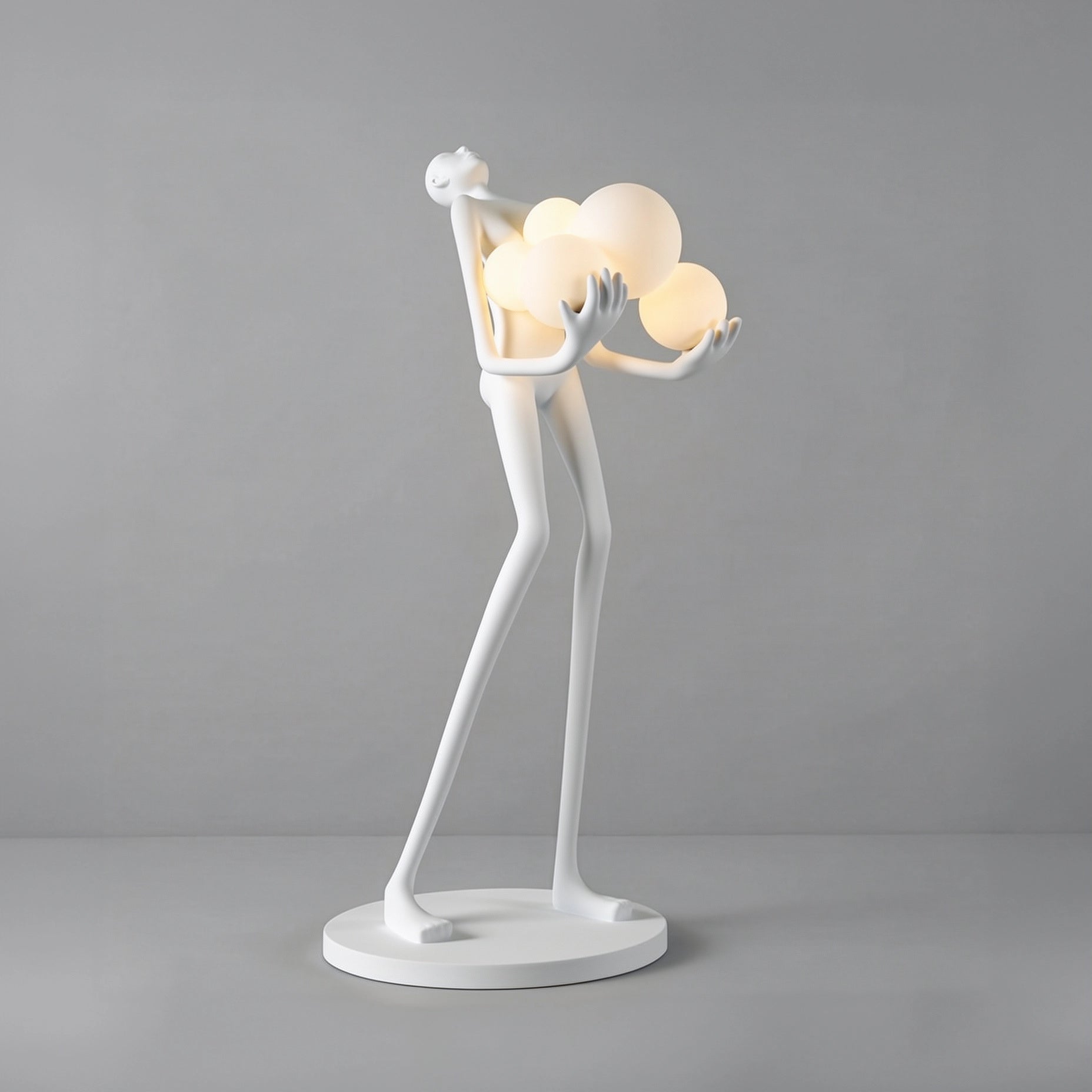 Sculpture Homme aux Six Sphères Lumineuses