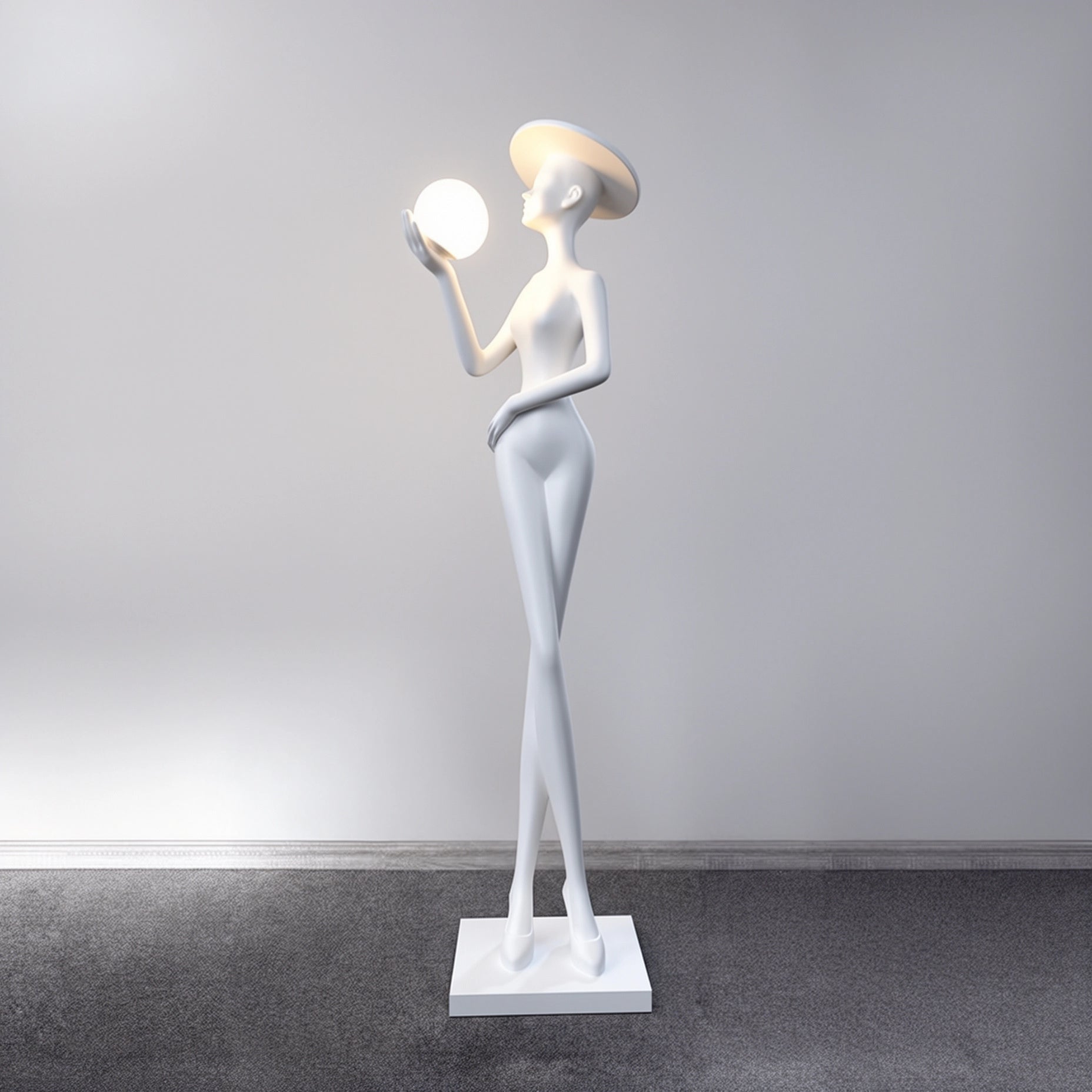 Lampadaire Femme au Chapeau