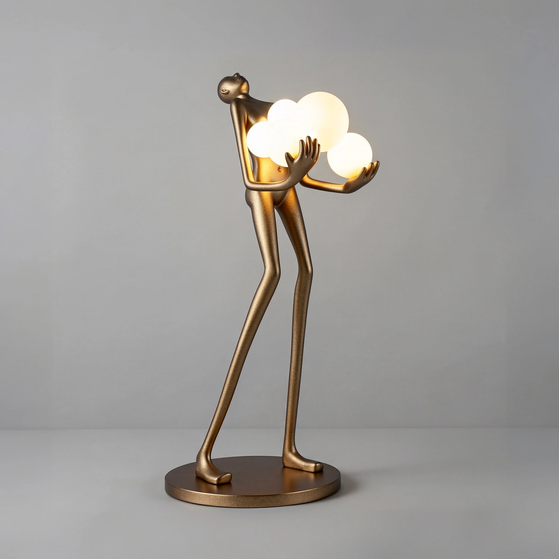 Sculpture Homme aux Six Sphères Lumineuses