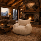 NUAGE — Fauteuil Pouf en Peluche Côtelée