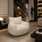 NUAGE — Fauteuil Pouf en Peluche Côtelée