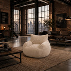 NUAGE — Fauteuil Pouf en Peluche Côtelée