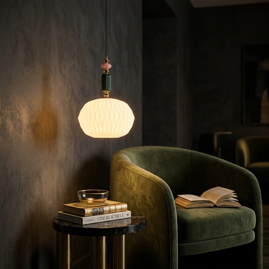 Suspension Opaline Émeraude