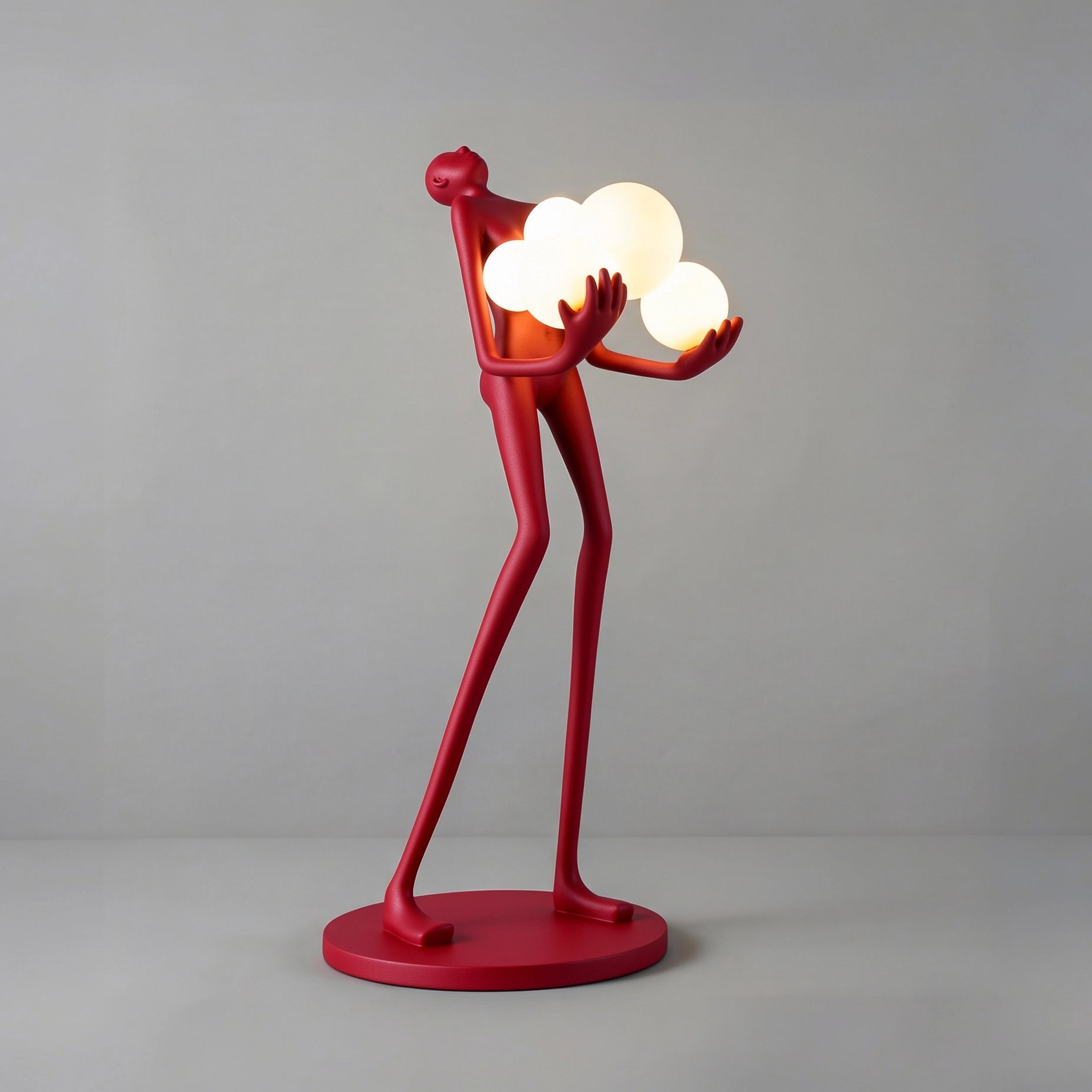 Sculpture Homme aux Six Sphères Lumineuses