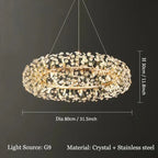 Lustre Safran à cristaux pour salon moderne