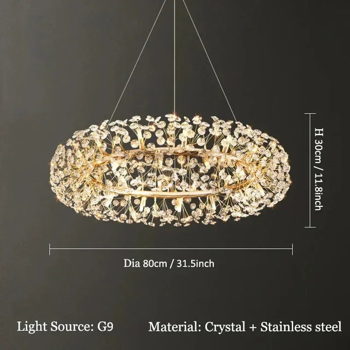 Lustre Safran à cristaux pour salon moderne
